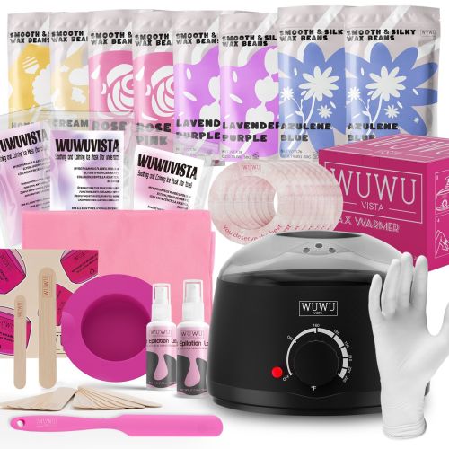 Waxing Kit WUWUVISTA 69 Items Hair Removal Wax Kit With Wax Warmer Waxing Beads For Face, Brazilian, Full Body, Bikini, Sensitiive Skin Skin Suit